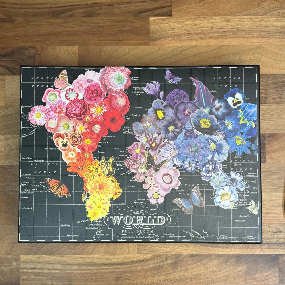 Galison Wendy Gold Spring Map of the World Full Bloom 1000 Piece Jigsaw Puzzle
